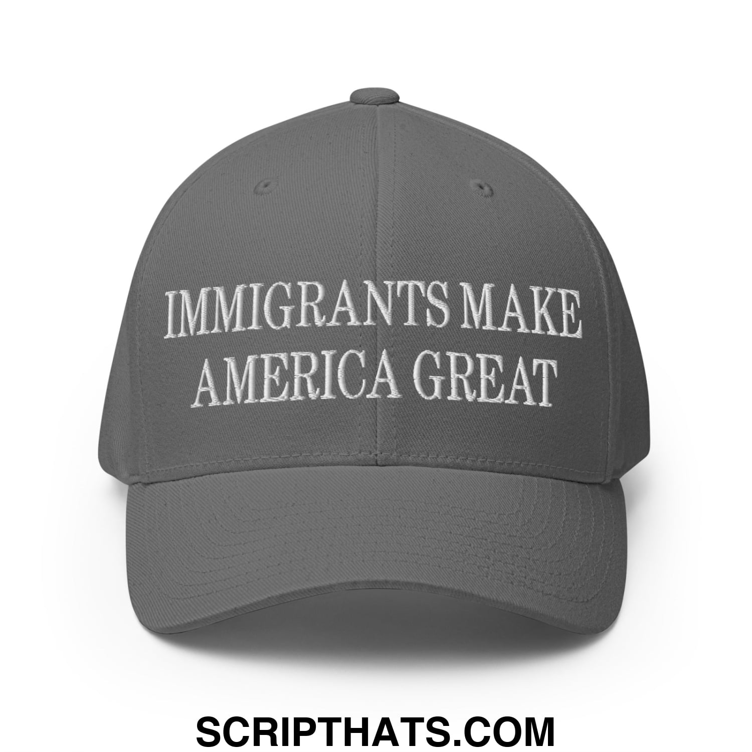 Immigrants Make America Great Embroidered Stretch Fit Baseball Hat Grey