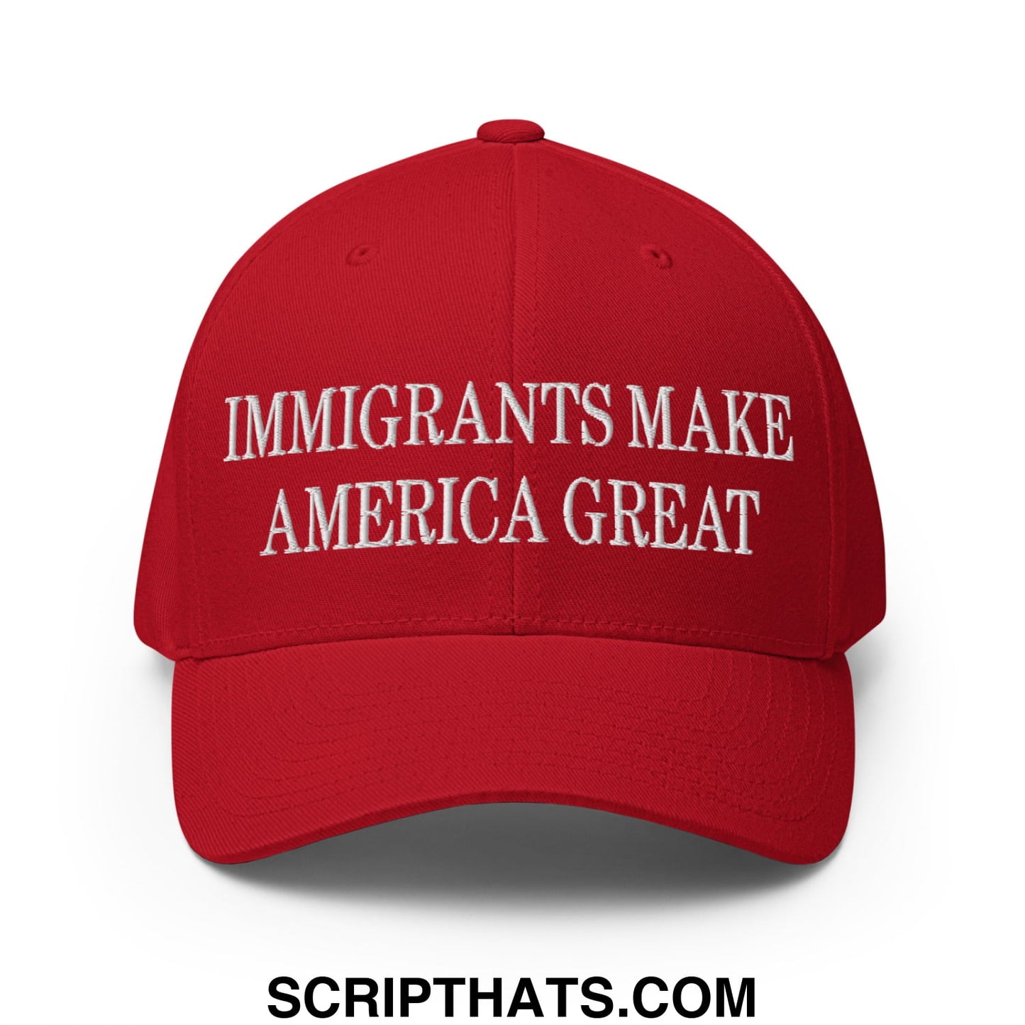 Immigrants Make America Great Embroidered Stretch Fit Baseball Hat Red