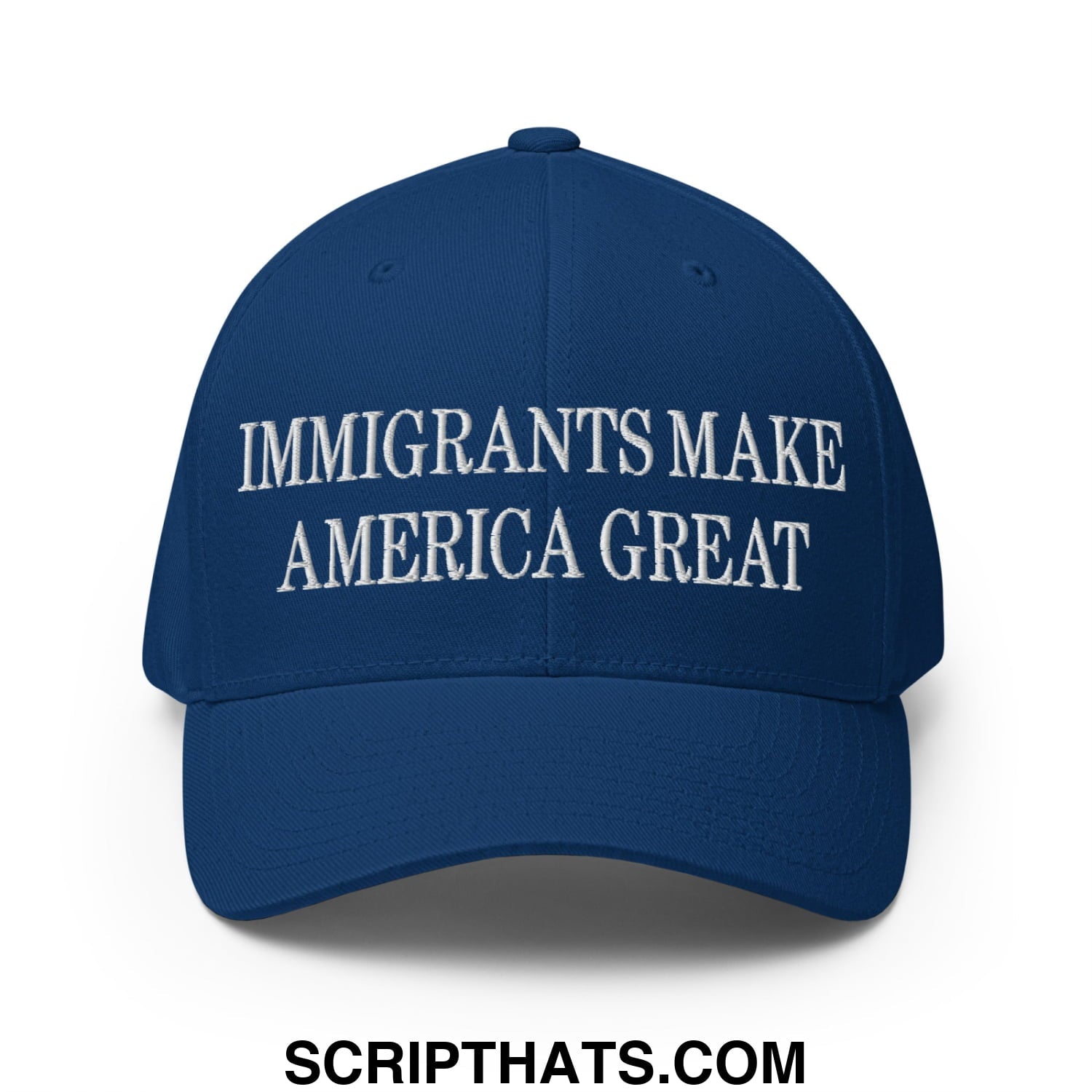 Immigrants Make America Great Embroidered Stretch Fit Baseball Hat Royal Blue