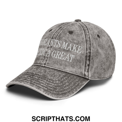 Immigrants Make America Great Embroidered Unstructured Denim Dad Hat Charcoal Grey