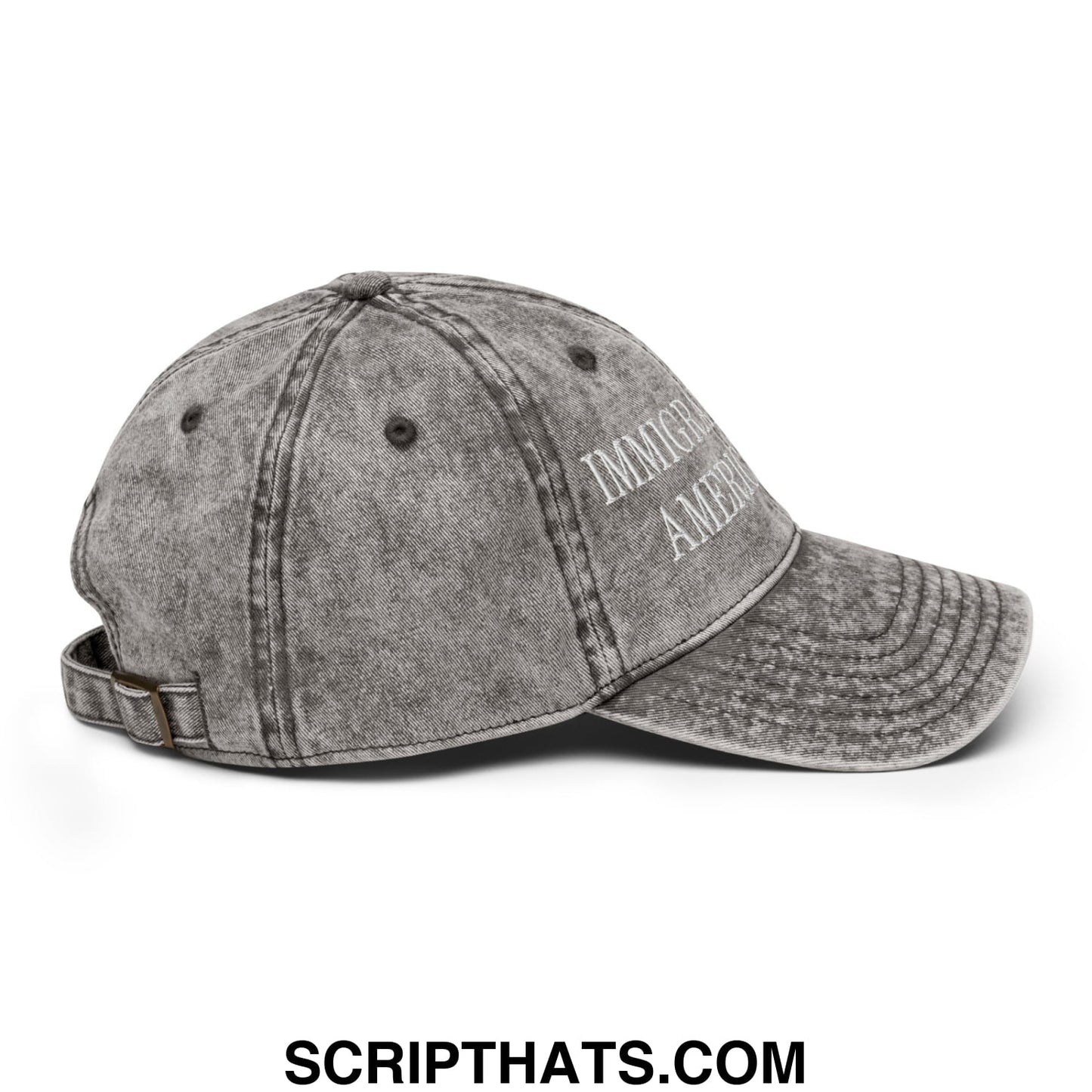 Immigrants Make America Great Embroidered Unstructured Denim Dad Hat Charcoal Grey