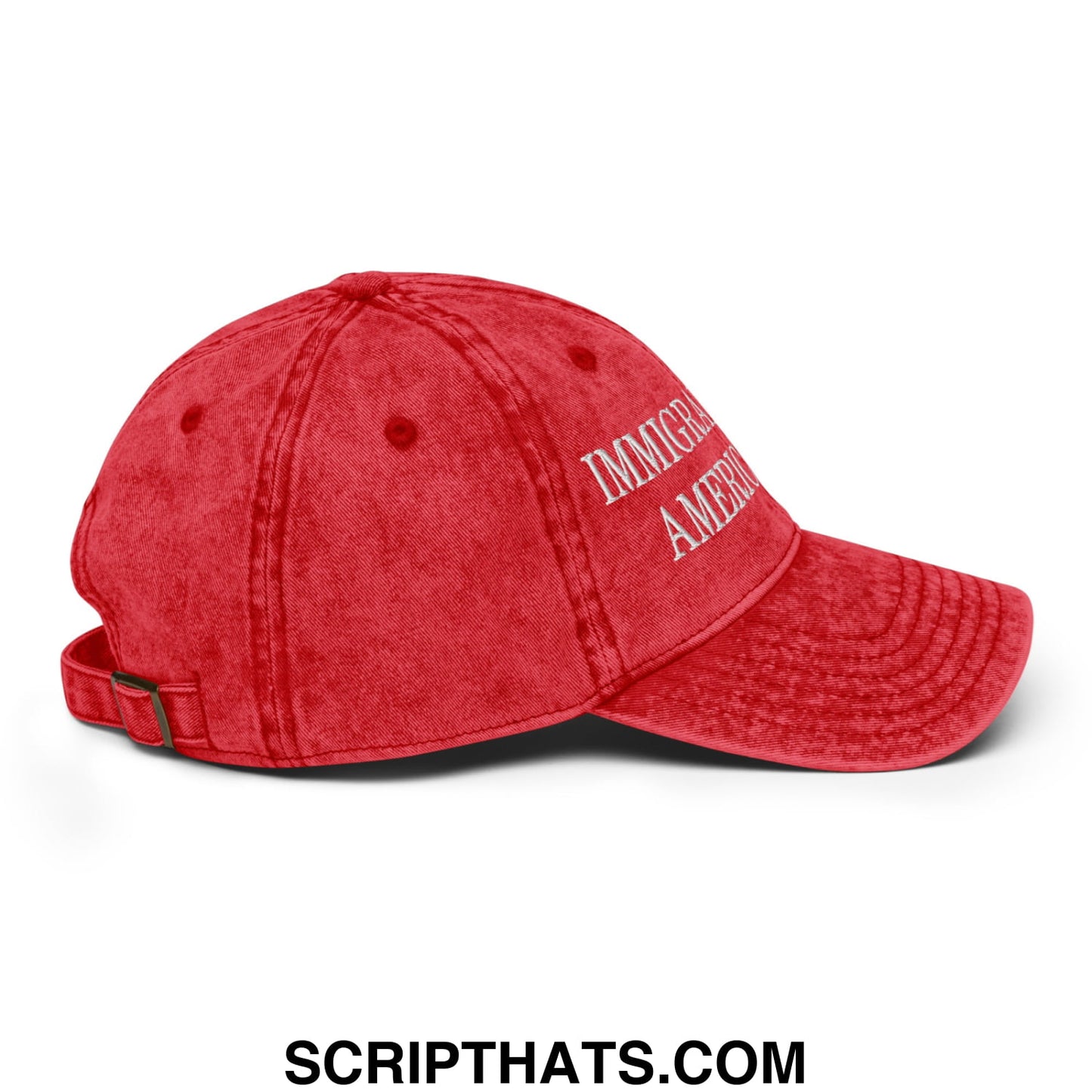 Immigrants Make America Great Embroidered Unstructured Denim Dad Hat Red