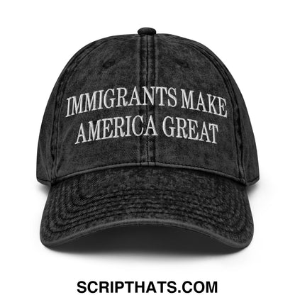 Immigrants Make America Great Embroidered Unstructured Denim Dad Hat Black