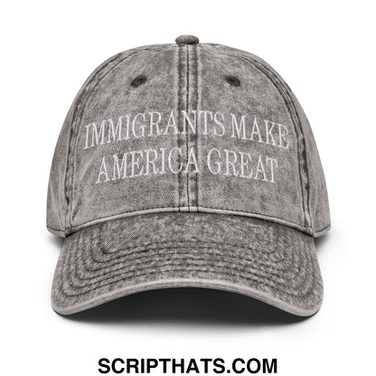 Immigrants Make America Great Embroidered Unstructured Denim Dad Hat Charcoal Grey