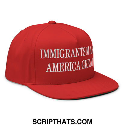Immigrants Make America Great Mexico Flag Embroidered Flat Bill Brim 5 Panel Snapback Hat Red