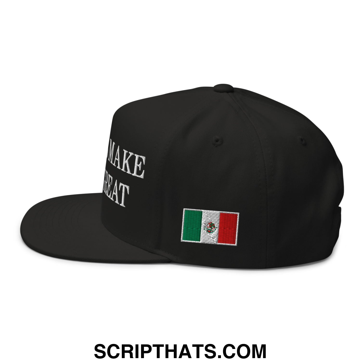 Immigrants Make America Great Mexico Flag Embroidered Flat Bill Brim 5 Panel Snapback Hat Black