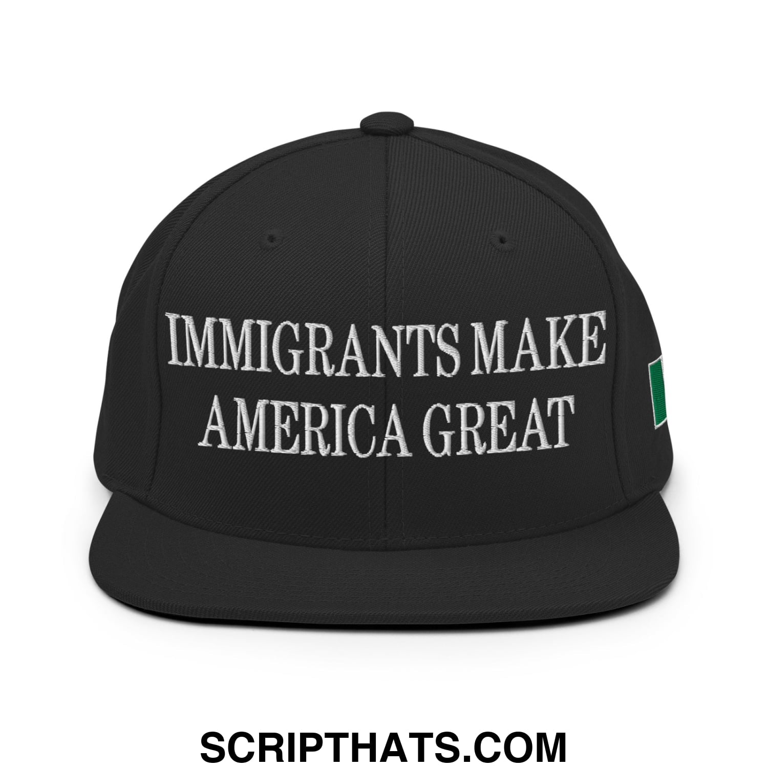 Immigrants Make America Great Mexico Flag Flag Embroidered Flat Bill Brim Snapback Hat Black