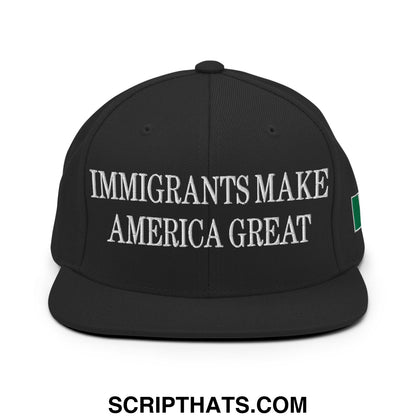 Immigrants Make America Great Mexico Flag Flag Embroidered Flat Bill Brim Snapback Hat Black