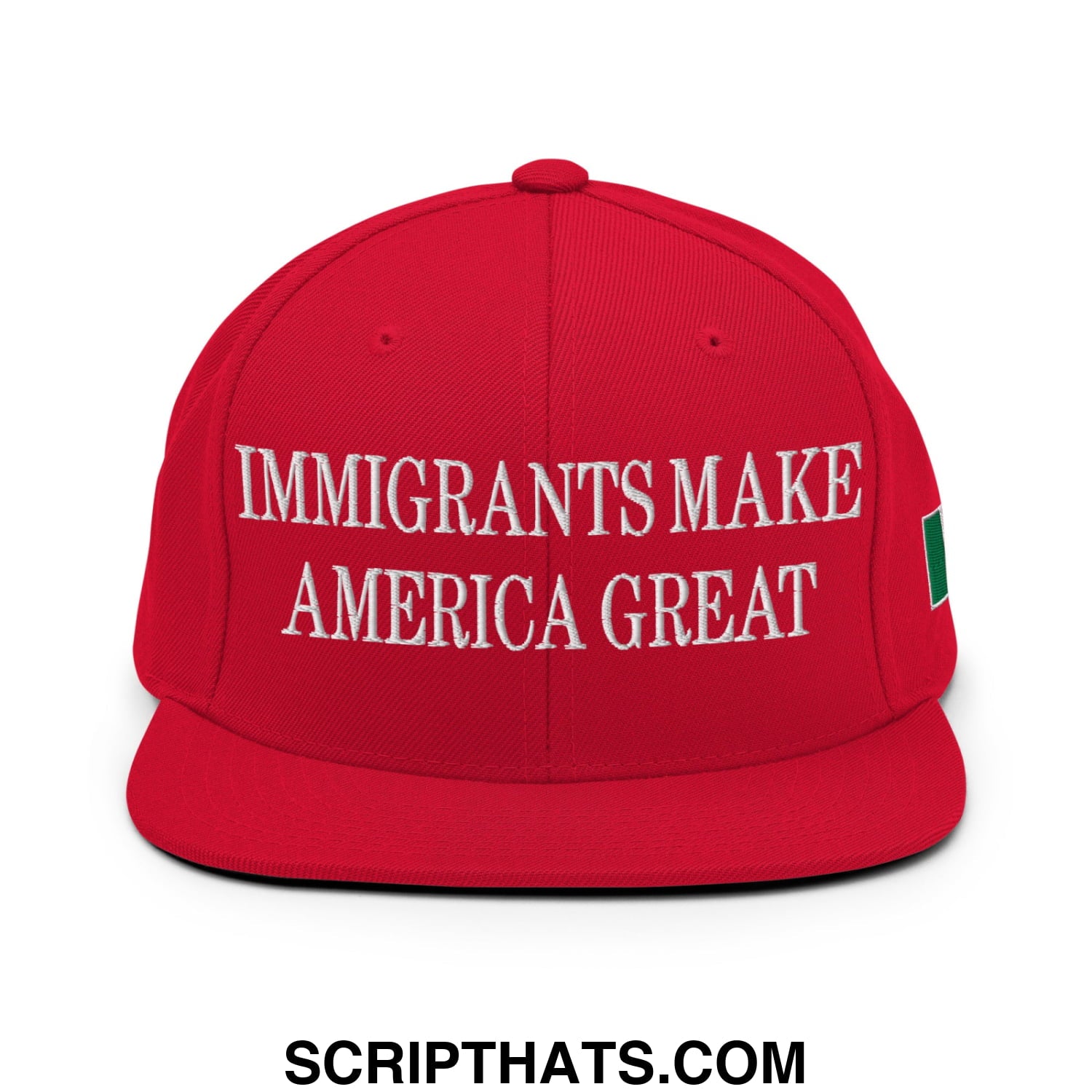 Immigrants Make America Great Mexico Flag Flag Embroidered Flat Bill Brim Snapback Hat Red