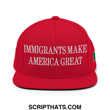 Immigrants Make America Great Mexico Flag Flag Embroidered Flat Bill Brim Snapback Hat Red