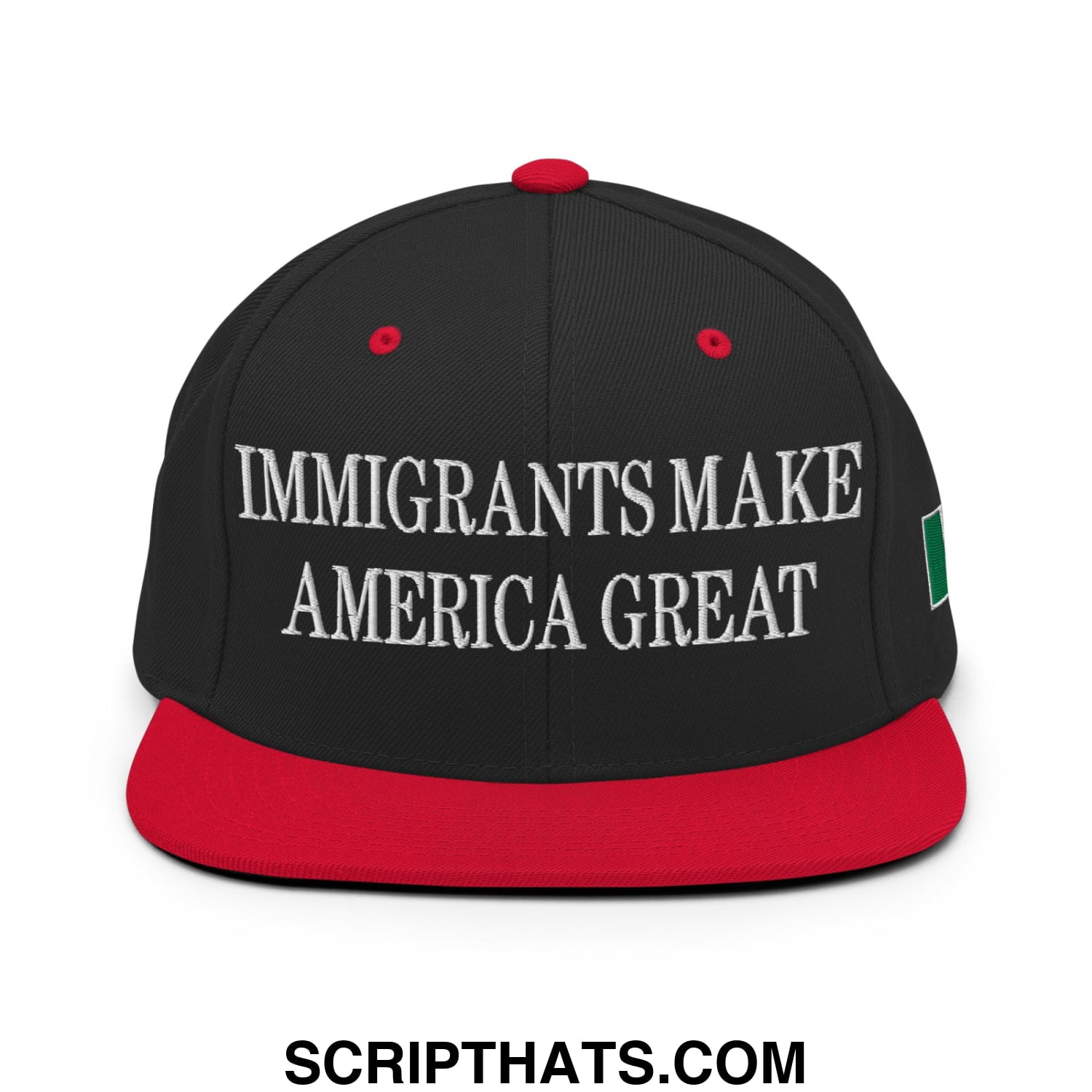 Immigrants Make America Great Mexico Flag Flag Embroidered Flat Bill Brim Snapback Hat Black Red