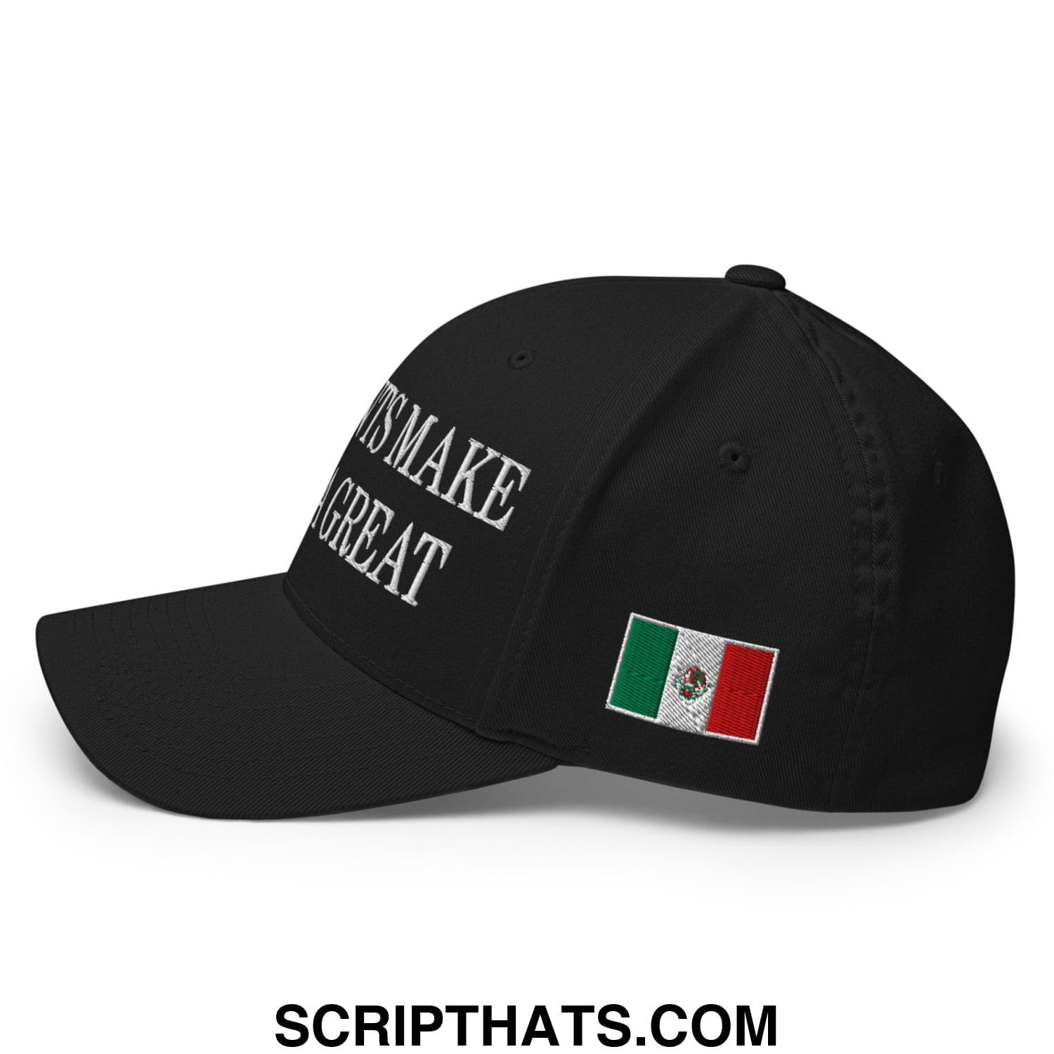 Immigrants Make America Great Mexico Flag Embroidered Stretch Fit Baseball Hat Black