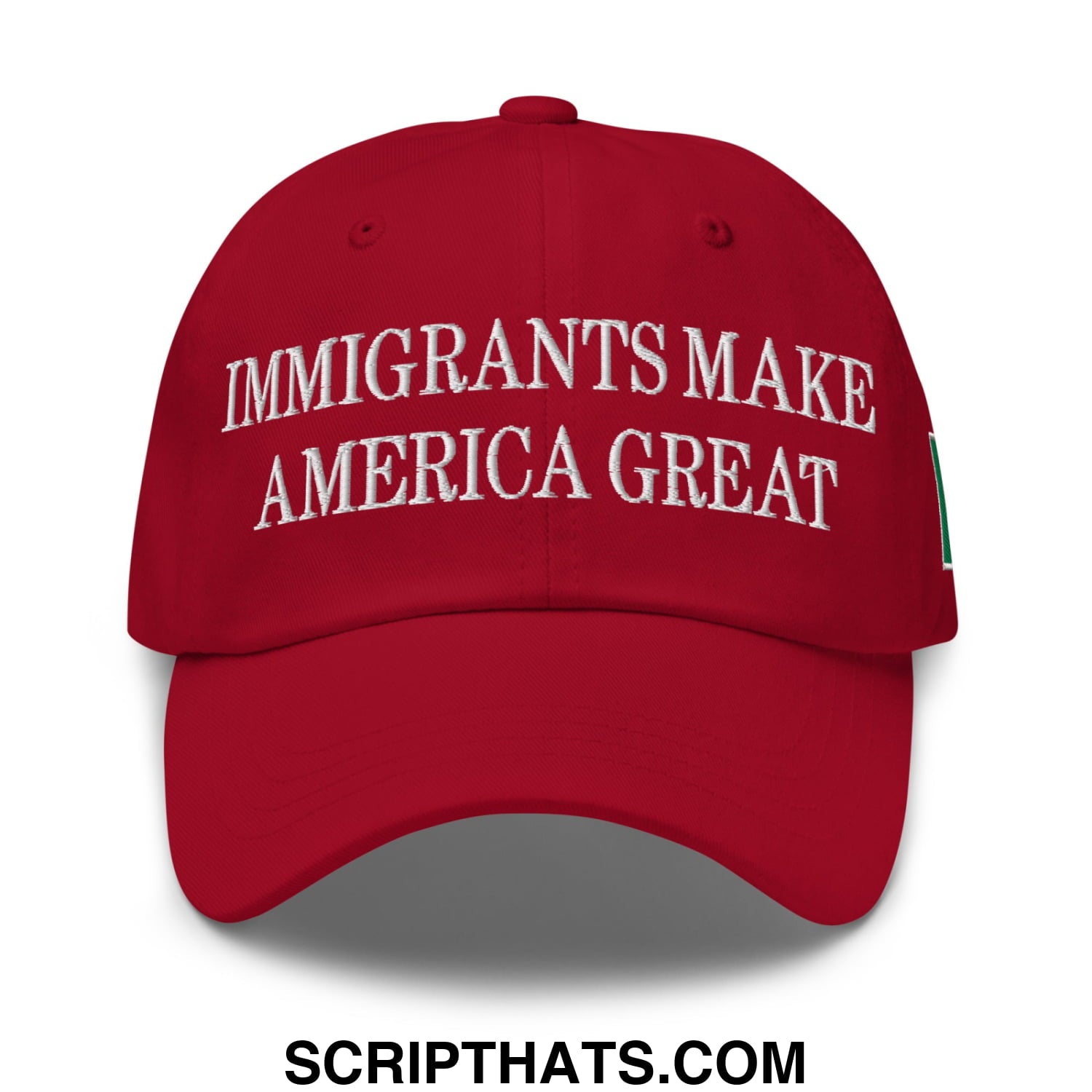 Immigrants Make America Great Mexico Flag Embroidered Unstructured Dad Hat Cranberry