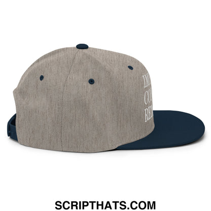 A heather gray snapback cap with a navy blue brim and white embroidered impeach convict remove text on the side