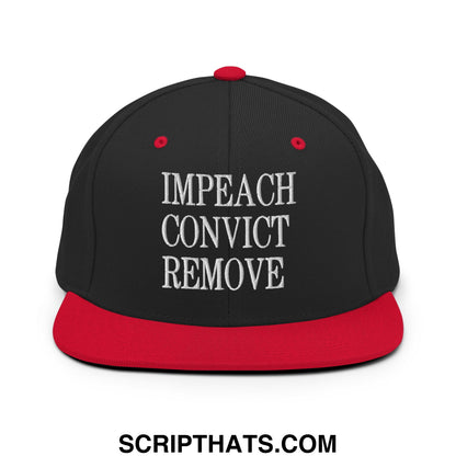 Impeach Convict Remove Embroidered Flat Bill Brim Snapback Hat Black Red