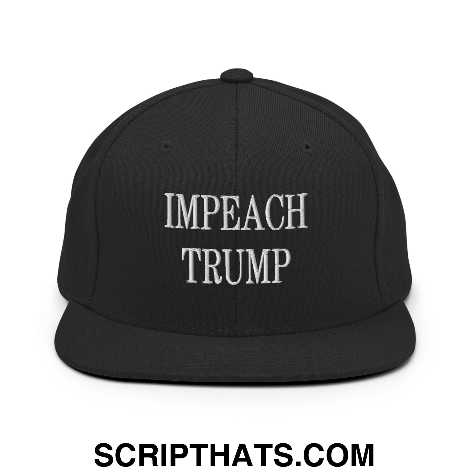 Impeach Trump Embroidered Flat Bill Brim Snapback Hat Black
