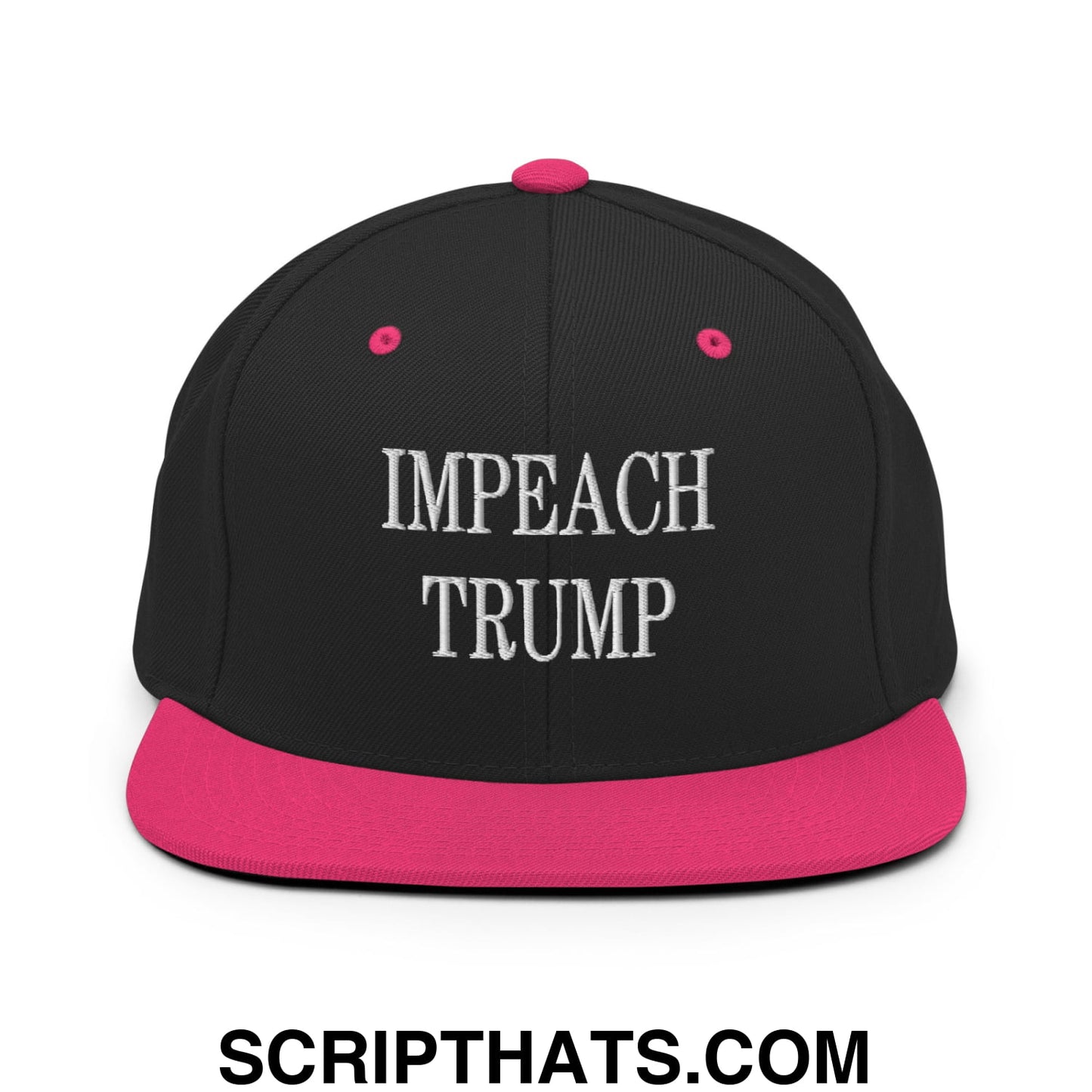 Impeach Trump Embroidered Flat Bill Brim Snapback Hat Black Neon Pink