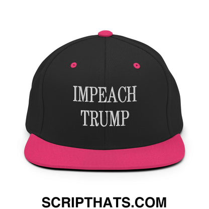 Impeach Trump Embroidered Flat Bill Brim Snapback Hat Black Neon Pink