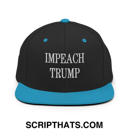 Impeach Trump Embroidered Flat Bill Brim Snapback Hat Black Teal