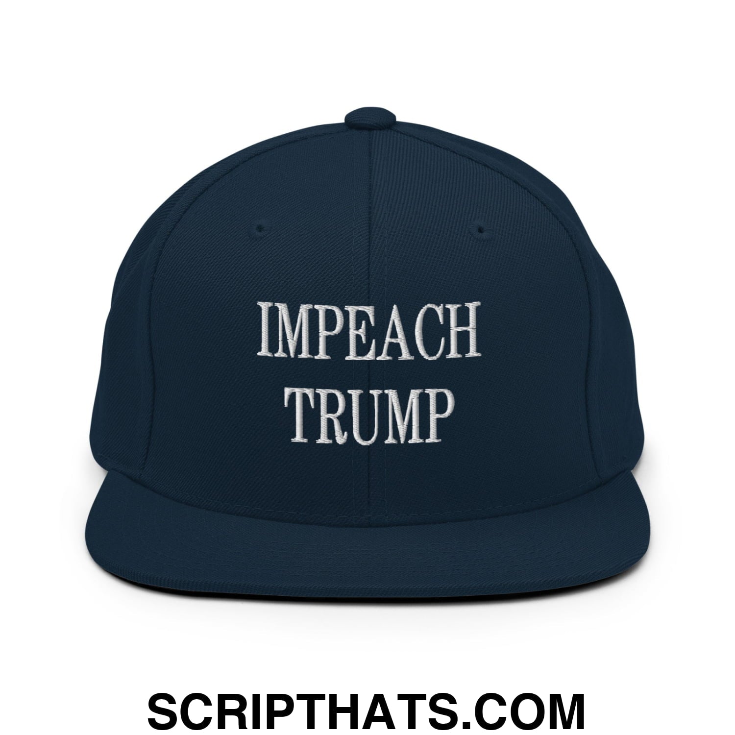 Impeach Trump Embroidered Flat Bill Brim Snapback Hat Dark Navy