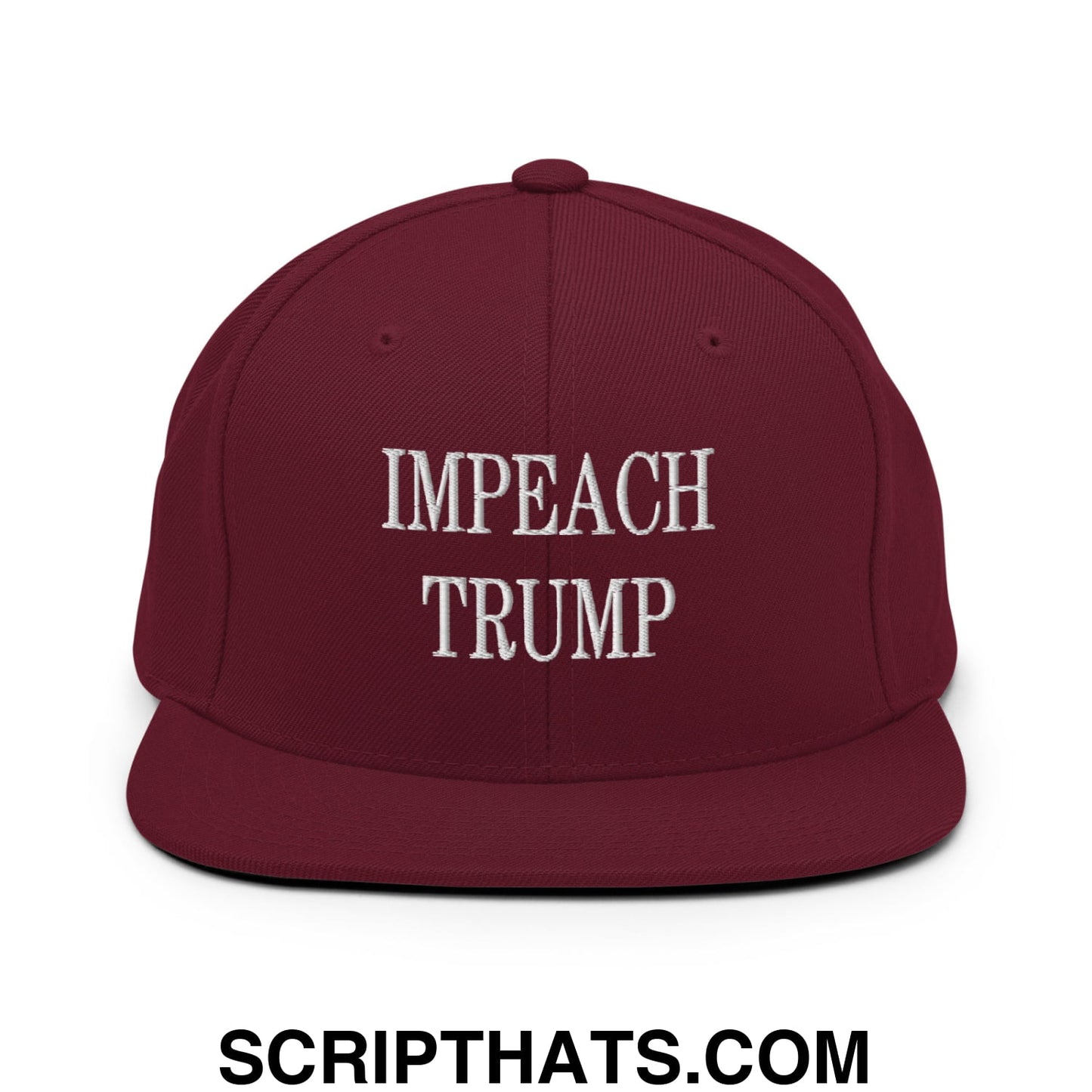 Impeach Trump Embroidered Flat Bill Brim Snapback Hat Maroon