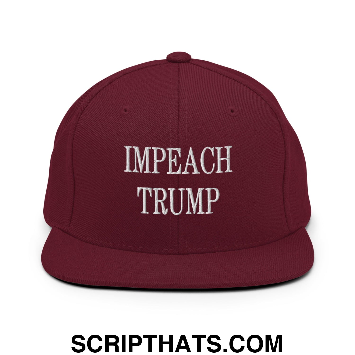 Impeach Trump Embroidered Flat Bill Brim Snapback Hat Maroon