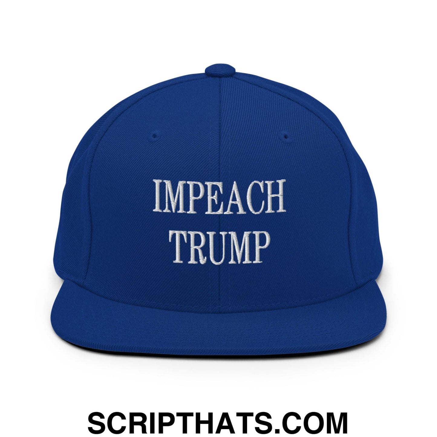 Impeach Trump Embroidered Flat Bill Brim Snapback Hat Royal Blue