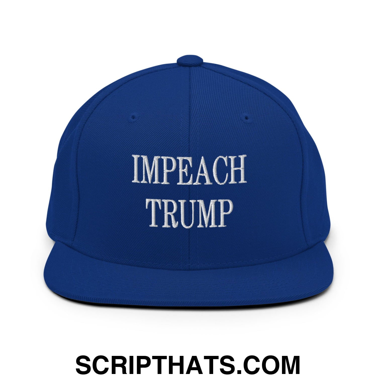 Impeach Trump Embroidered Flat Bill Brim Snapback Hat Royal Blue
