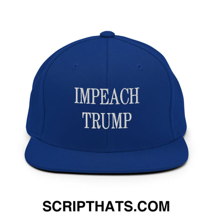 Impeach Trump Embroidered Flat Bill Brim Snapback Hat Royal Blue