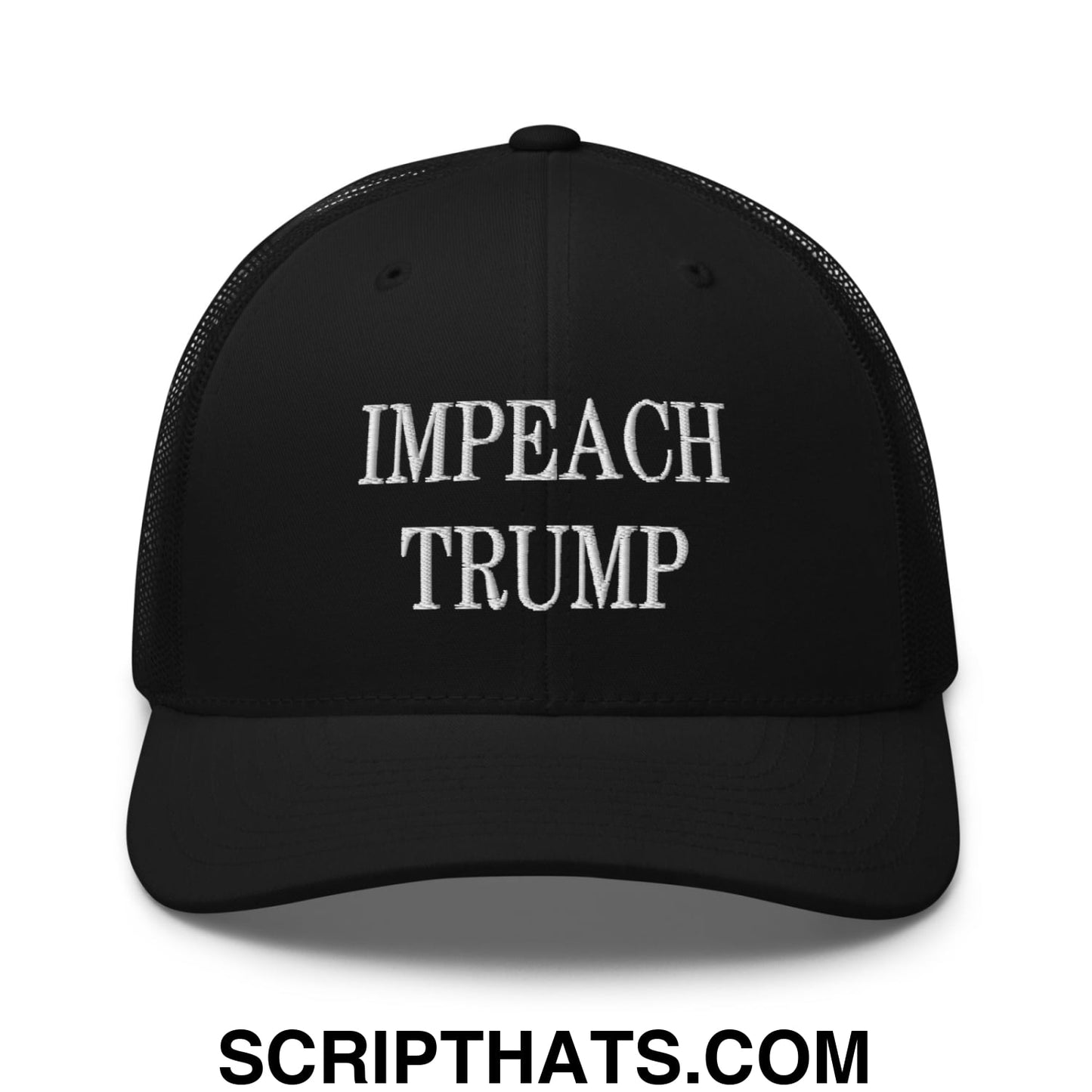 Impeach Trump Embroidered Mesh Trucker Hat Black