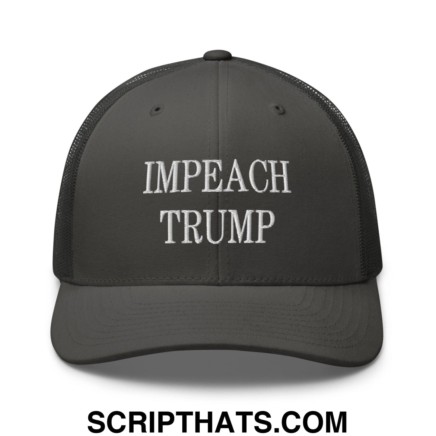 Impeach Trump Embroidered Mesh Trucker Hat Charcoal