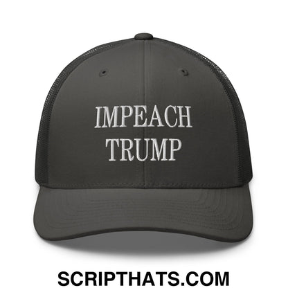 Impeach Trump Embroidered Mesh Trucker Hat Charcoal