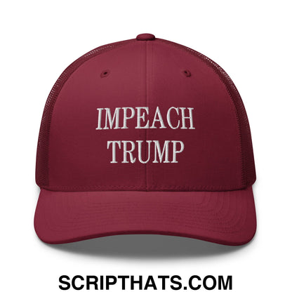 Impeach Trump Embroidered Mesh Trucker Hat Cranberry