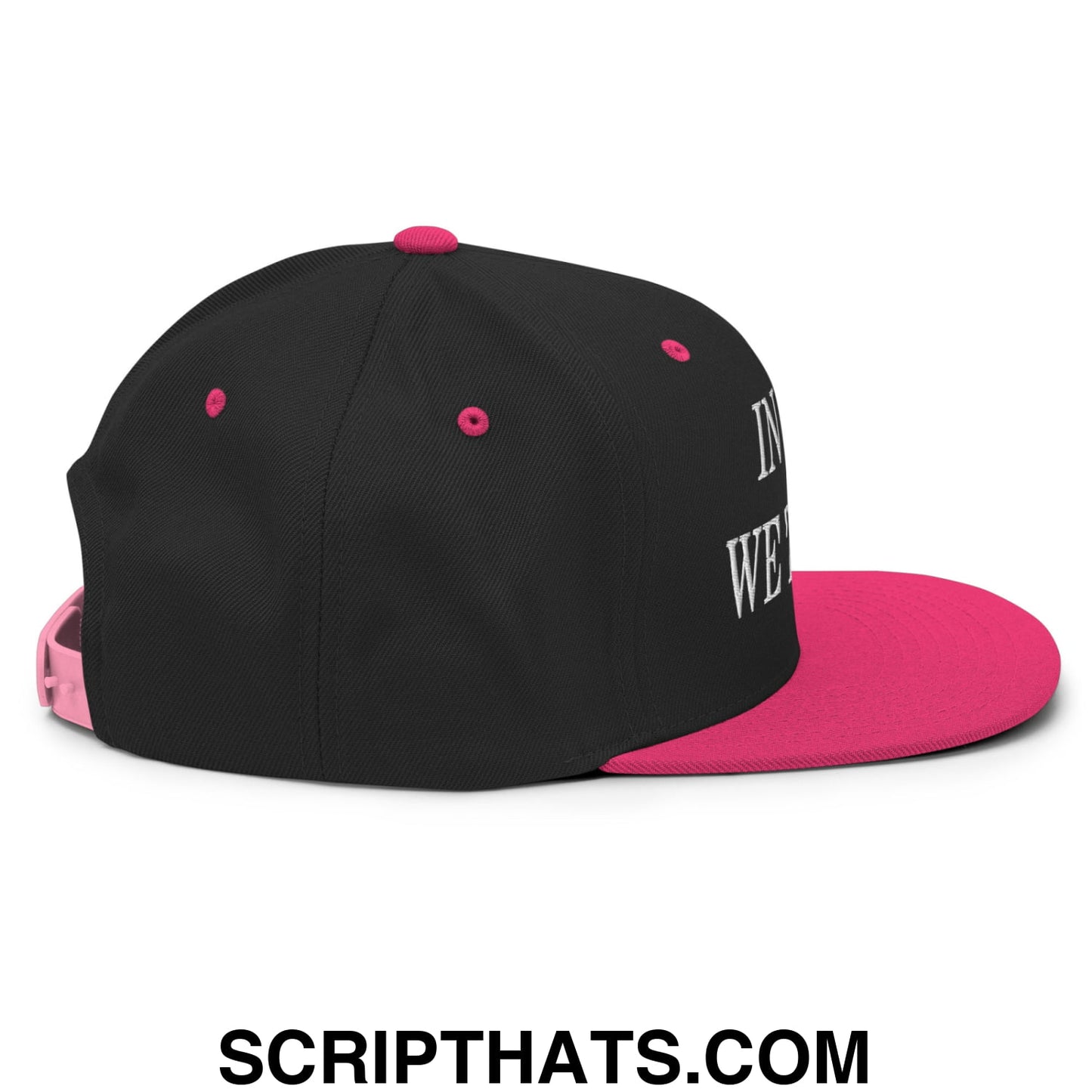 In God We Trust Embroidered Flat Bill Brim Snapback Hat Black Neon Pink