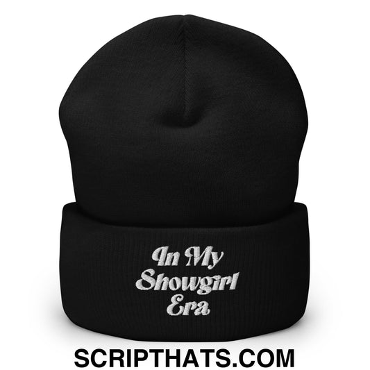 In My Showgirl Era Embroidered Cuffed Knit Beanie Black