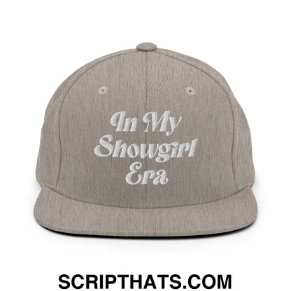 In My Showgirl Era Embroidered Flat Bill Brim Snapback Hat Heather Grey