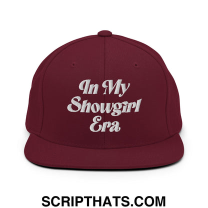 In My Showgirl Era Embroidered Flat Bill Brim Snapback Hat Maroon
