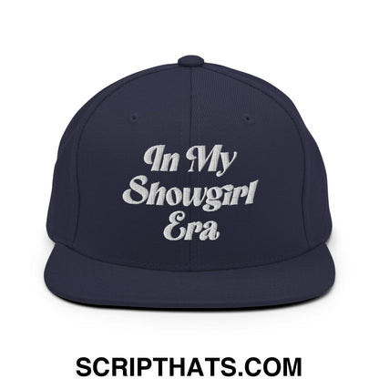 In My Showgirl Era Embroidered Flat Bill Brim Snapback Hat Navy