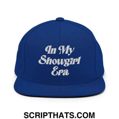 In My Showgirl Era Embroidered Flat Bill Brim Snapback Hat Royal Blue