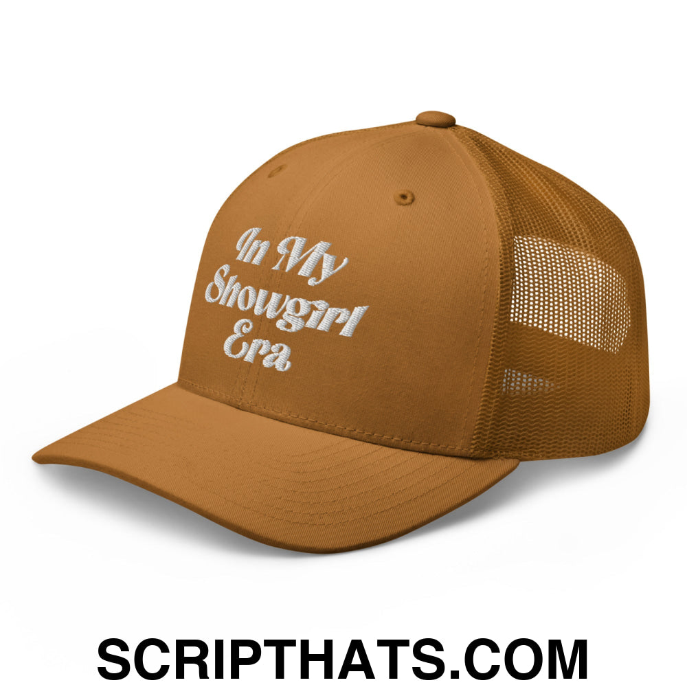In My Showgirl Era Embroidered Mesh Trucker Hat Caramel