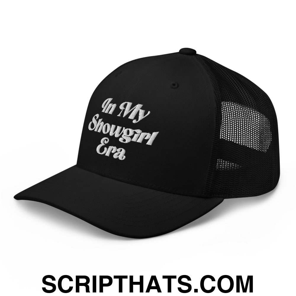 In My Showgirl Era Embroidered Mesh Trucker Hat Black