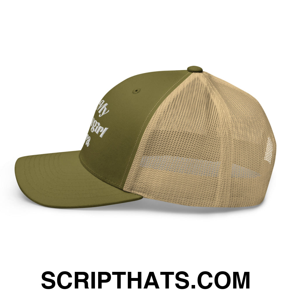 In My Showgirl Era Embroidered Mesh Trucker Hat Moss Khaki