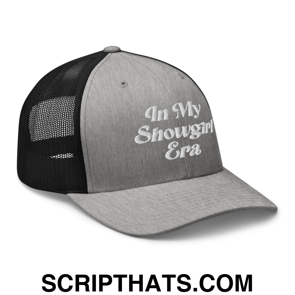In My Showgirl Era Embroidered Mesh Trucker Hat Heather Black