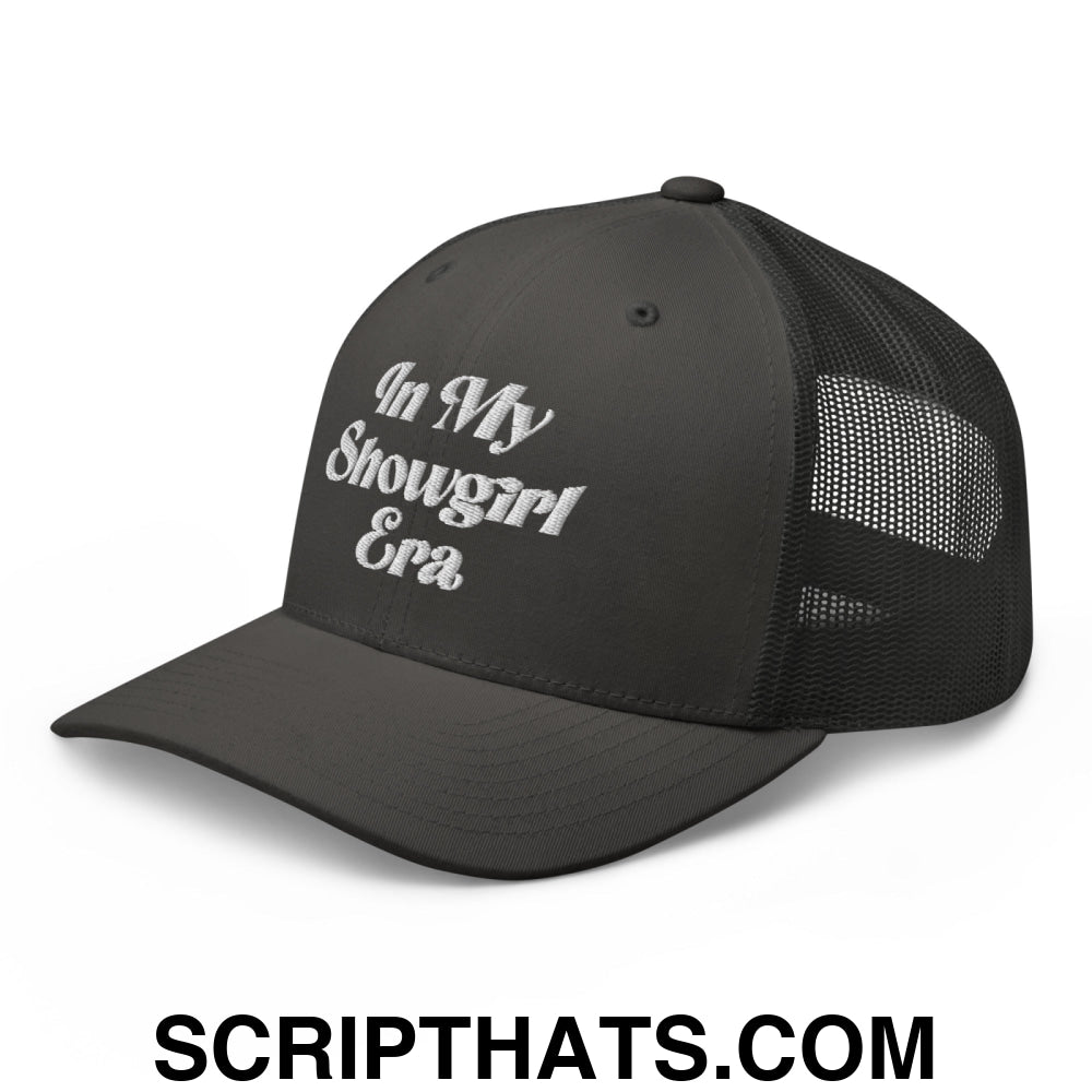 In My Showgirl Era Embroidered Mesh Trucker Hat Charcoal