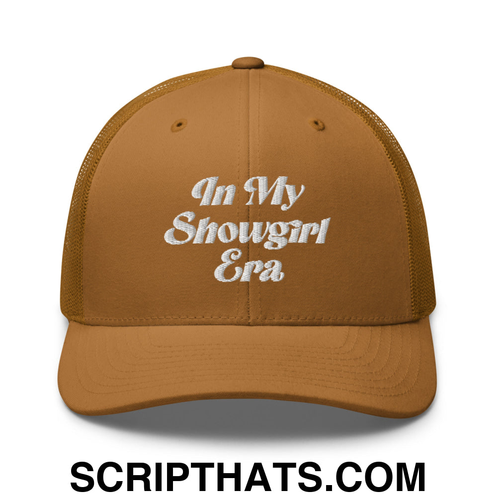 In My Showgirl Era Embroidered Mesh Trucker Hat Caramel