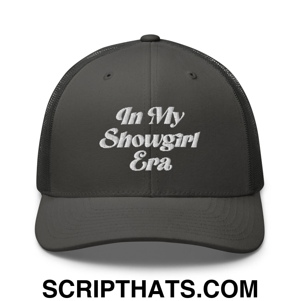 In My Showgirl Era Embroidered Mesh Trucker Hat Charcoal