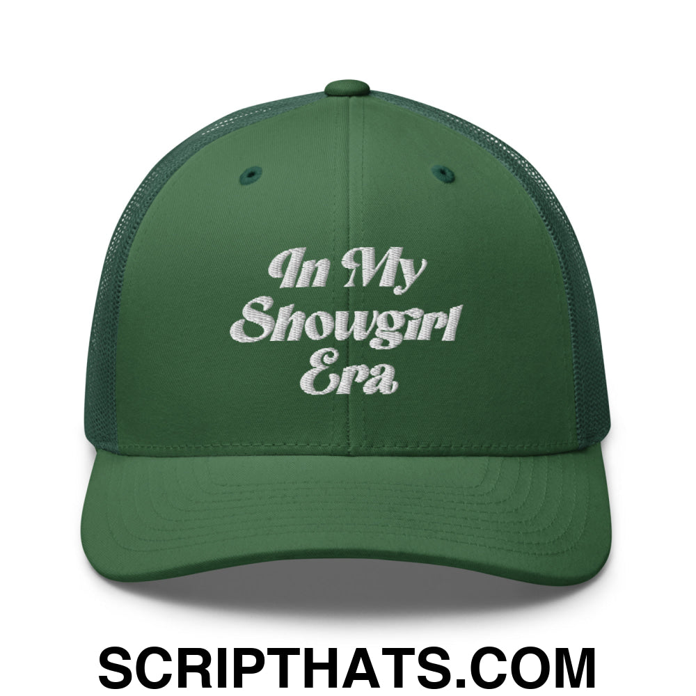 In My Showgirl Era Embroidered Mesh Trucker Hat Evergreen