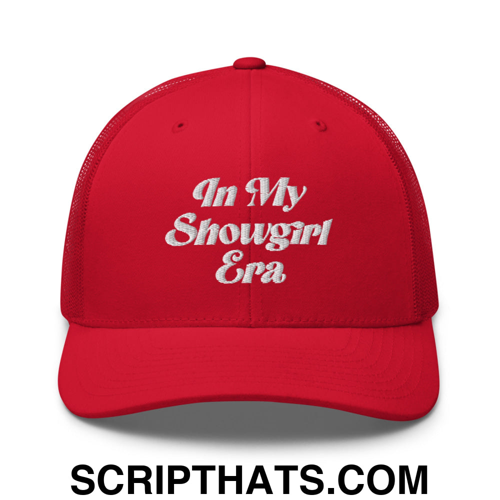 In My Showgirl Era Embroidered Mesh Trucker Hat Red