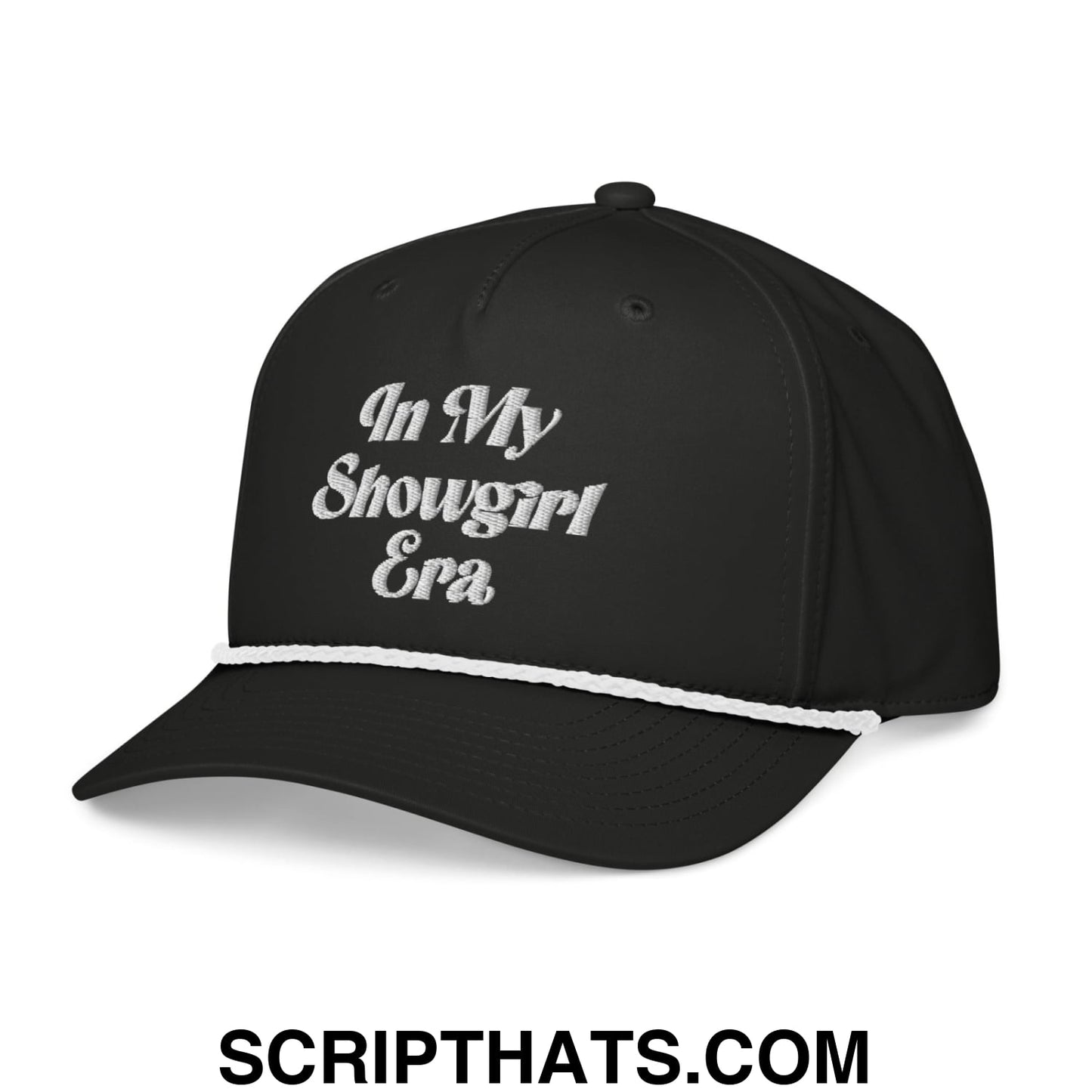 In My Showgirl Era Embroidered Rope Hat Black White