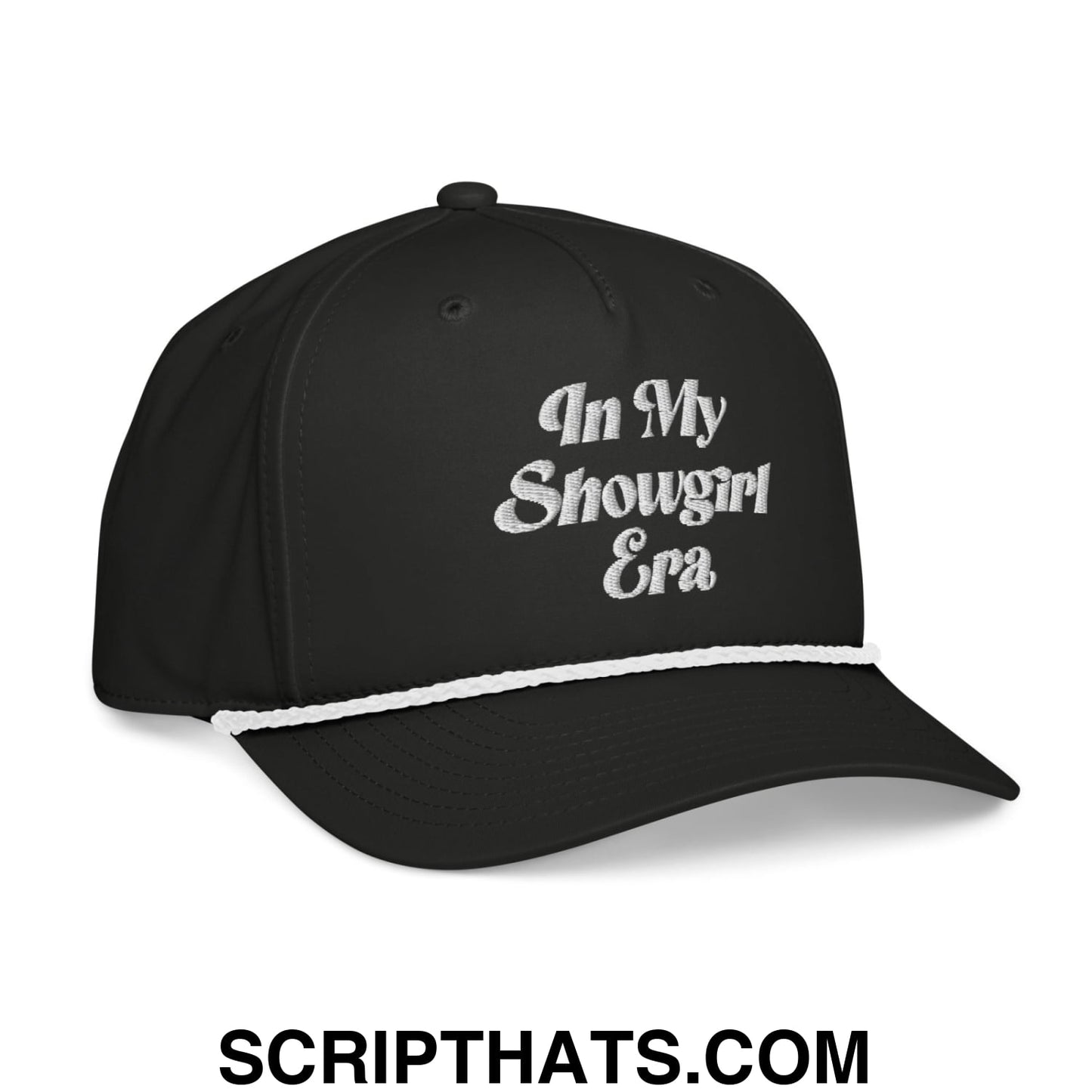 In My Showgirl Era Embroidered Rope Hat Black White